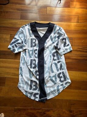 Zumba White and Black Graphic Baseball Jersey Shirt